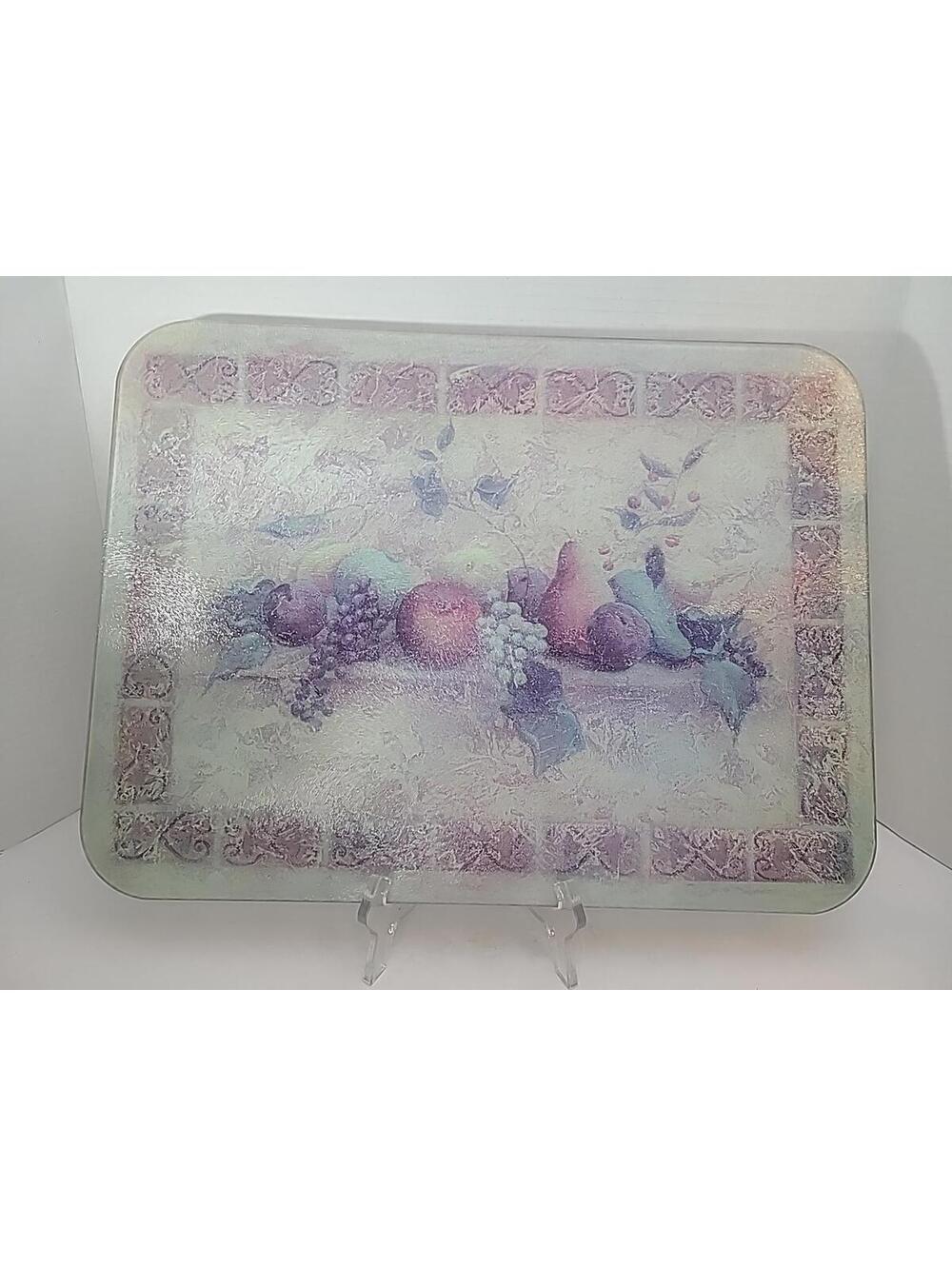 Vintage 16" X 12" Tuscan Style Pimpernel Glass Cutting Board Fruit